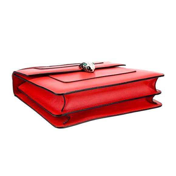 $3,850 BVLGARI Serpenti Forever Top Handle Crossbody Leather Bag Red Medium Fine - Picture 4 of 5